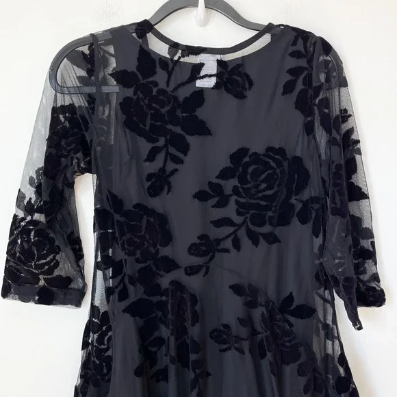 NEW Alembika After Dark Black Velvet Burnout Midi Dress Womens 8-10 - Picture 7 of 12